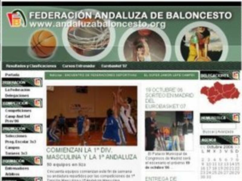 Información sobre la Federación Andaluza de Baloncesto, incluyendo resultados, calendario de competiciones y eventos relacionados con el Eurobasket 2007.