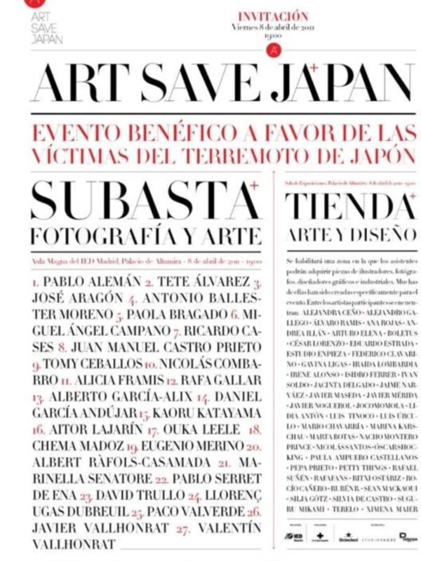 Art Save Japan: evento benéfico a favor de las víctimas del terremoto de Japón