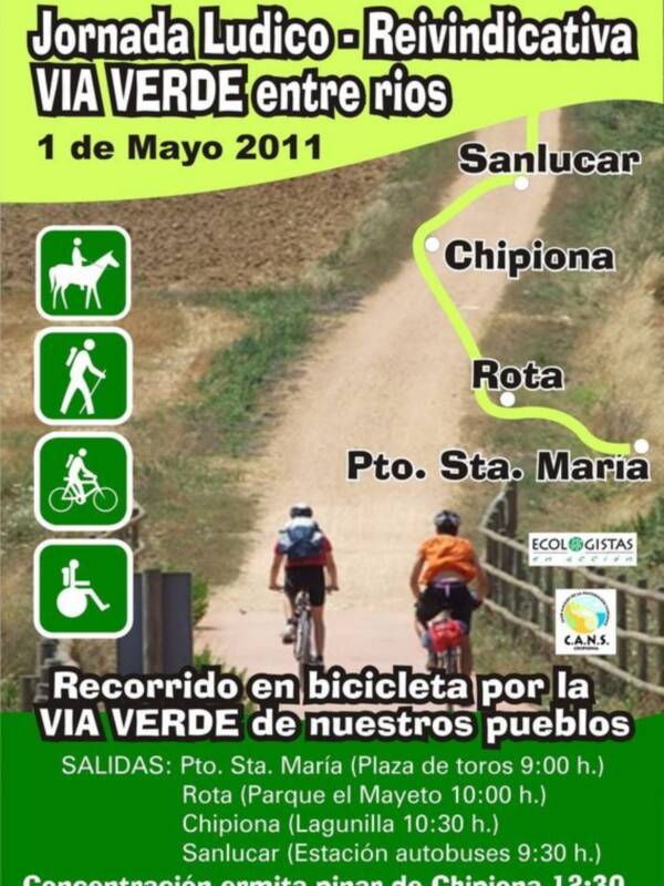 CANS y Ecologista en Acción  convocan para el domingo marcha lúdico-reivindicativa vía verde Chipiona-Rota