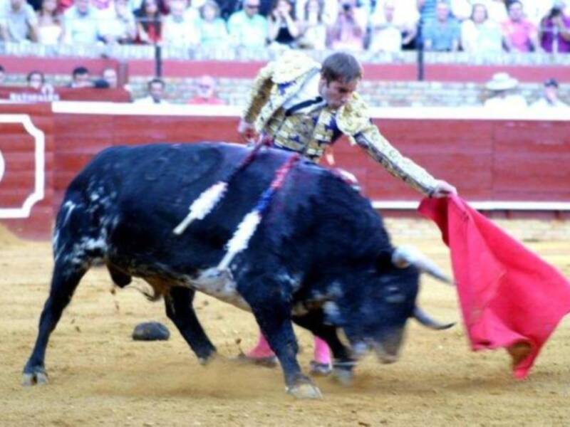 Susto y voltereta de José Tomás que sufrió una cogida en Huelva sin consecuencias