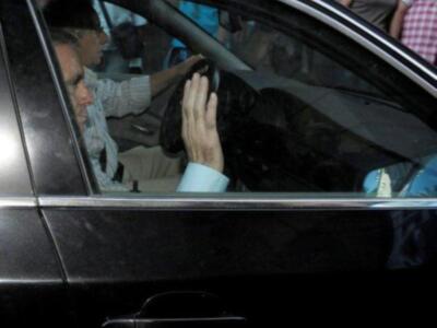 Ortega Cano reaparecio para declarar ante el juez  sereno, vestido de chaqueta y corbata , convaleciente y en silla de ruedas junto a su hijo Jose Fernando  