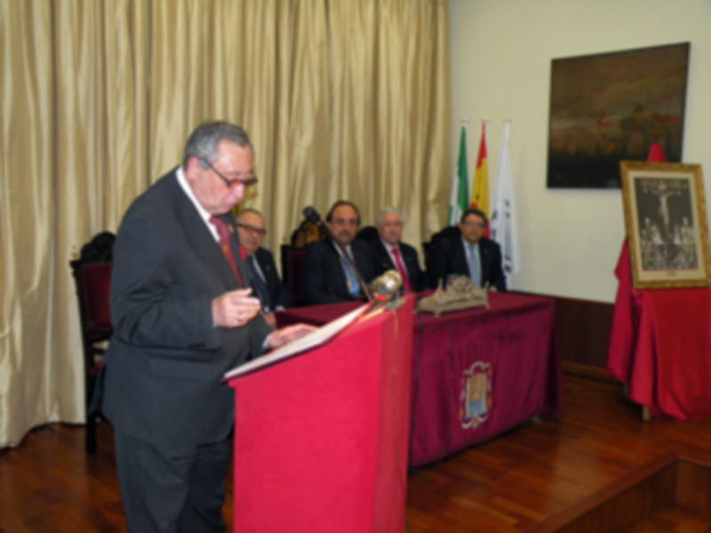 El cofrade Gabriel Solís Carvajal, pronuncio en el Ateneo Sevillano, el pregón de la Siete Palabras.