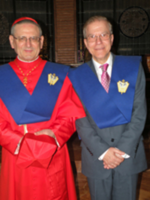 Ilustres Becario de Honor y de la visita extraordinaria a Sevilla de S.E.R. Cardenal Ángelo Amato (SDB), en el Colegio Mayor San Juan Bosco.