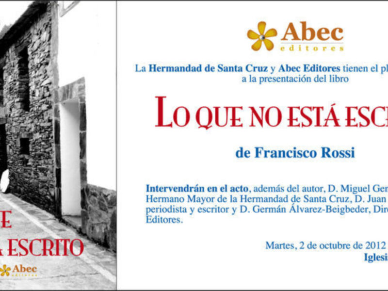 El círculo no está cerrado definitivamente.presentacion nuevo libro de Francisco Rossi Escalona el 2 de octubre 