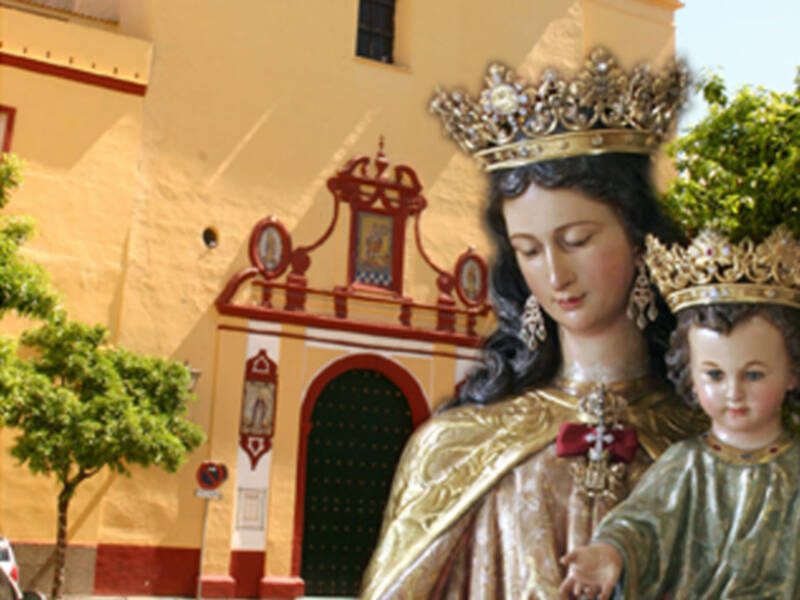 Imagen de Sta. Ángela de la Cruz, obra de Lourdes Hernández, la bendice el Cardenal Emérito de Sevilla Fray Carlos Amigo, sábado 13 de octubre,  Basílica de Mª Auxiliadora.