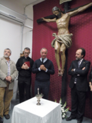Sevilla. Bendición e inauguración del estudio de escultura de Manuel Mazueco García.