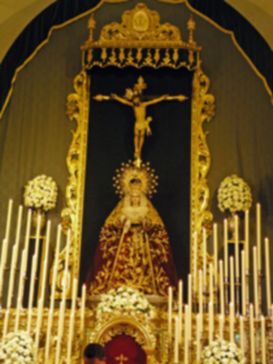 Provincia. Altar y culto de la Novena en honor de María. Stma. de las Angustias Coronada de la Hermandad de la Vera-cruz de Alcalá del Río 