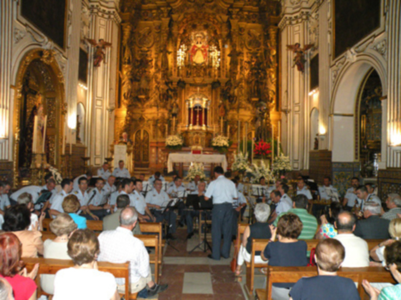 Sevilla.Concierto de la Banda Música de la Agrupación del Acuartelamiento Aéreo de Tablada (ACAR), en la Iglesia conventual de San Buenaventura de Sevilla.