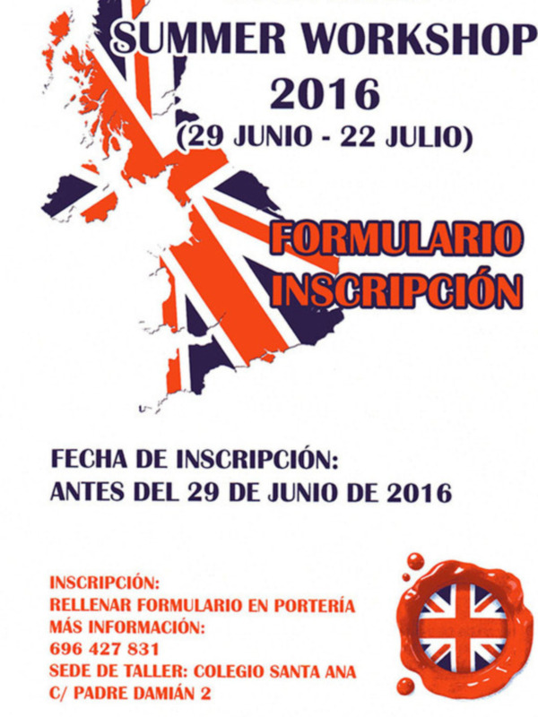 Del 29 de Junio al 22 de Julio se realizará el taller de inglés en el Colegio Santa Ana de Sevilla.