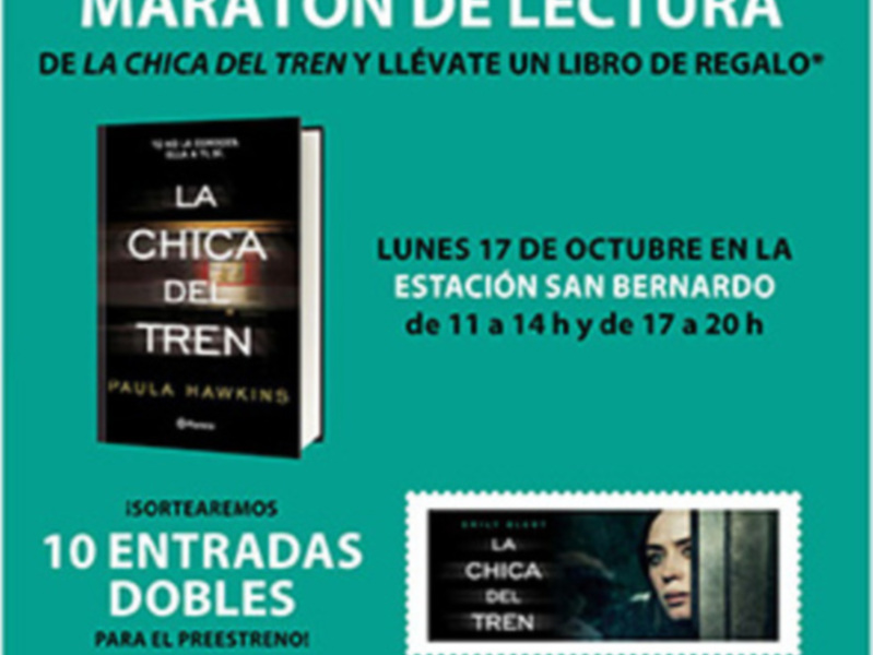 Maratón de lectura de la Chica del tren, la novela del momento, en la Estación de San Bernardo METRO de Sevilla.