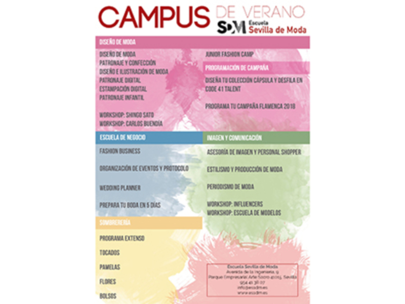 La Escuela Sevilla de Moda, Centro de Estudios Artísticos Superiores, presenta el Campus de Verano 2017