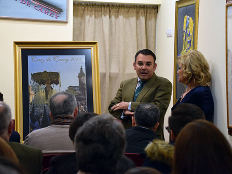 Una fotografía de  Salazar- Bajuelo de la Virgen de la Estrella en el cartel de Cruz de Carey.