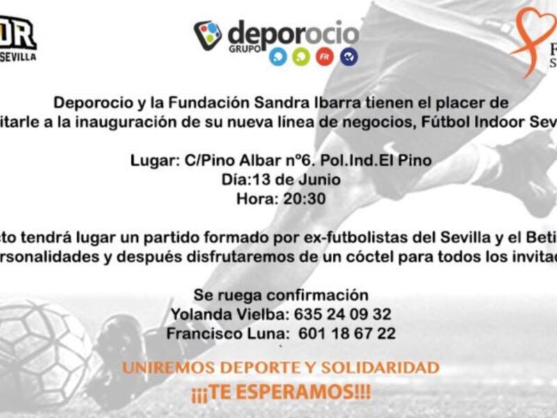 Inauguración del primer centro de fútbol Indoor en Sevilla hoy 13 de junio a las 20,30 h en las instalaciones de Calle Pino Albar Nº 6