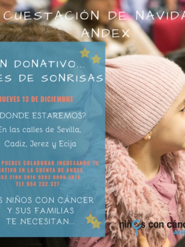 Andex realiza el jueves su cuestación anual en 40 calles de Sevilla para recaudar fondos y mejorar la vida de niños con cáncer
