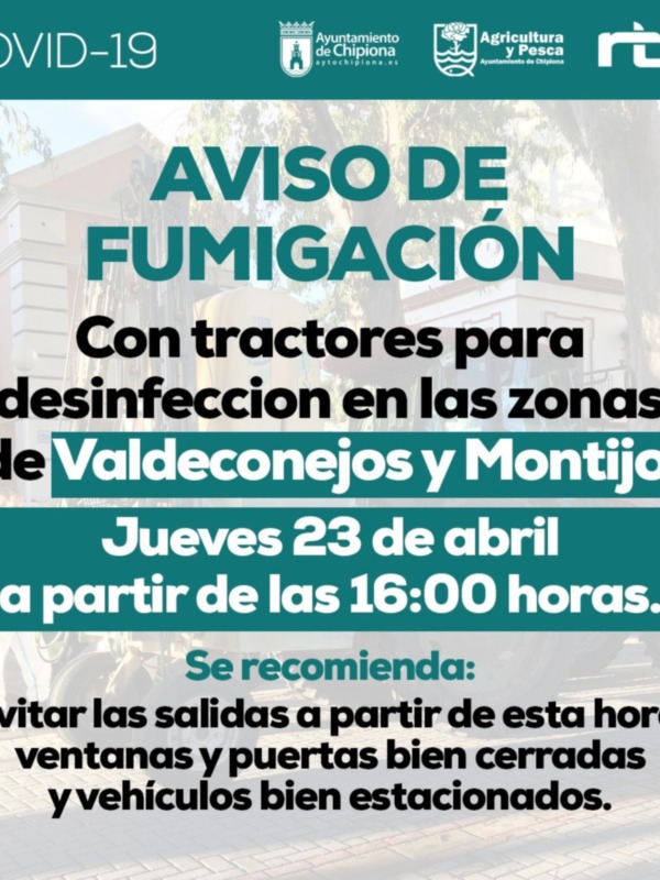 Agricultura realiza hoy y el sábado dos nuevas fumigaciones con tractores en la localidad