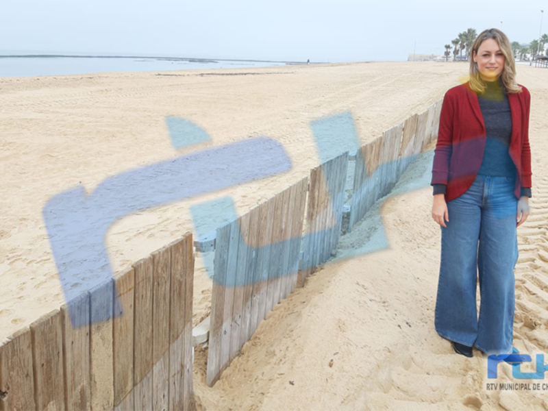 La Delegación de Playas instala retenedores en el litoral de Chipiona para evitar la pérdida masiva de arena durante invierno y primavera