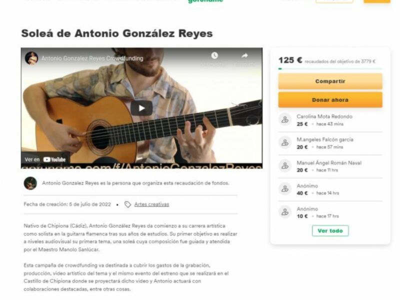 El guitarrista chipionero Antonio González lanza una campaña de crowdfunding para un proyecto audiovisual