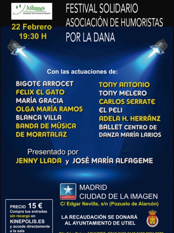 LA ASOCIACIÓN DEL HUMORISMO ESPAÑOL(ASHUMES) organiza un gran festival solidario para recaudar fondos en apoyo a los afectados por la DANA en Valencia
