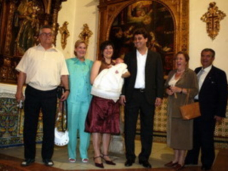 Bautizo de Carmen Gallardo Martin, hija del doctor Gallardo y Mamen Martin