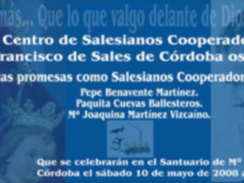  En el Santuario de María Auxiliadora de Córdoba, acto de promesas como Cooperadores Salesianos este sábado.