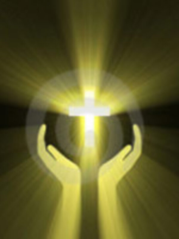 Manos extendidas hacia una luz brillante, simbolizando la adoración o la conexión con algo divino.