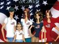 Imagen promocional de Decandela con cuatro modelos vestidos con camisetas y jeans, frente a un fondo bandera de Estados Unidos.