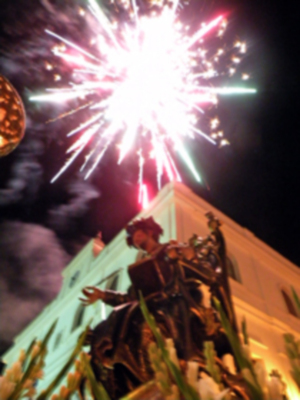 Sevilla.En la villa de Alcalá del Río (Sevilla), se celebró la procesión de subida del Santo Patrón San Gregorio de Osset