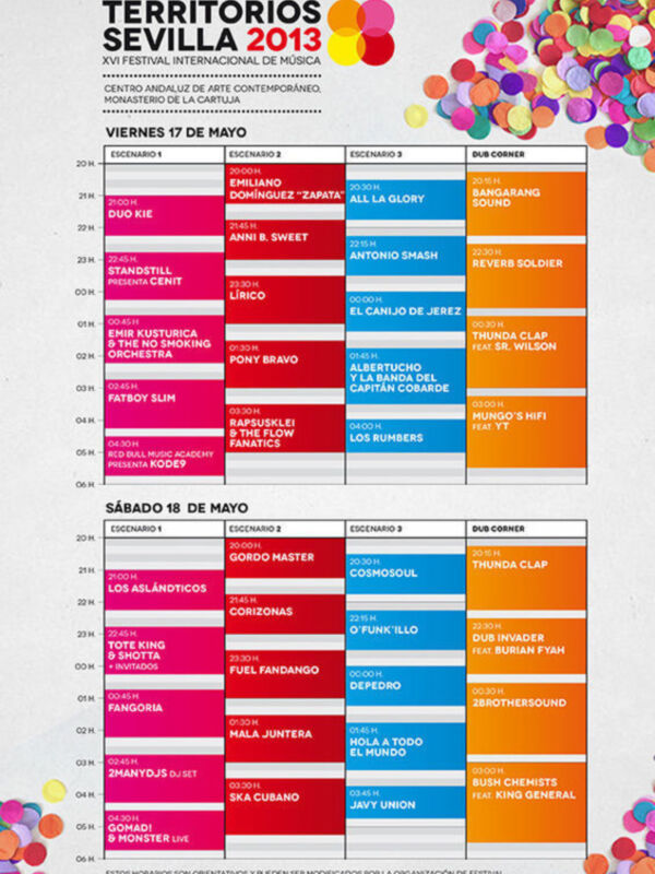 Territorios Sevilla anuncia los horarios de todos sus conciertos
