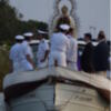Sevilla.El Guadalquivir testigo de la  Procesión fluvial del Carmen de Calatrava.