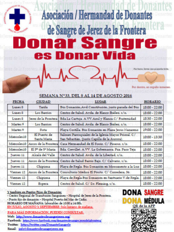 Convocatoria a dos nuevas colectas de sangre en Chipiona el jueves 11 y el viernes 12