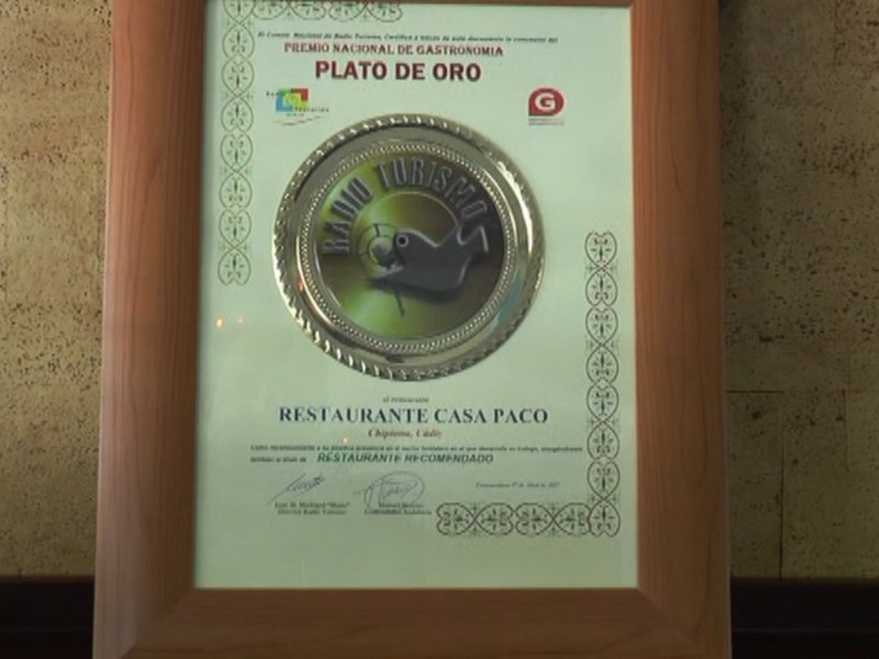 El Restaurante Paco de Chipiona galardonado con el premio nacional Plato de oro de Radio Turismo