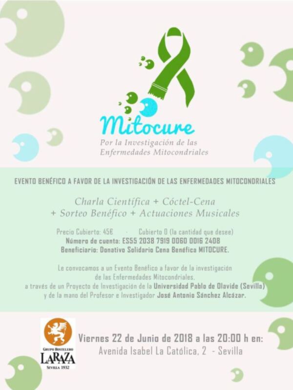 El Viernes 22 de Junio, en el Restaurante "La Raza", cena benéfica para la investigación de enfermedades Mitocondriales
