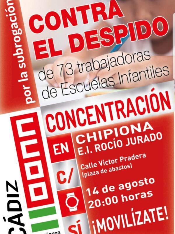 Una concentración volverá a clamar en Chipiona el 14 de agosto por la subrogación de las trabajadoras de la Escuela Infantil Rocío Jurado