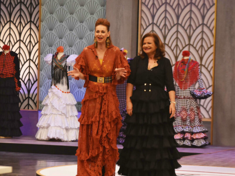 La diseñadora Pilar Vera y Juan Foronda, en "Aguja Flamenca"