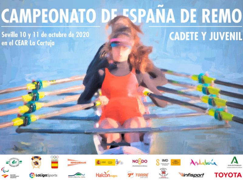 Campeonato de España de Remo Cadete y Juvenil 2020 en Sevilla, organizado por el CEAR La Cartuja. Evento deportivo importante celebrado los días 10 y 11 de octubre de 2020.