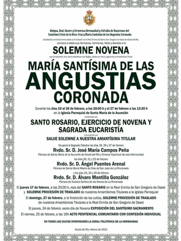La Novena a la Virgen de las Angustias Ilipense Marca los Ejercicios Precuaresmales en Alcalá del Río