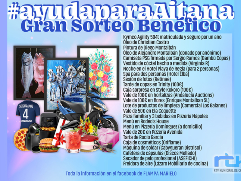 Presentado el gran sorteo de ayuda para Aitana que contará con un magnífico lote compuesto por 25 productos y lotes