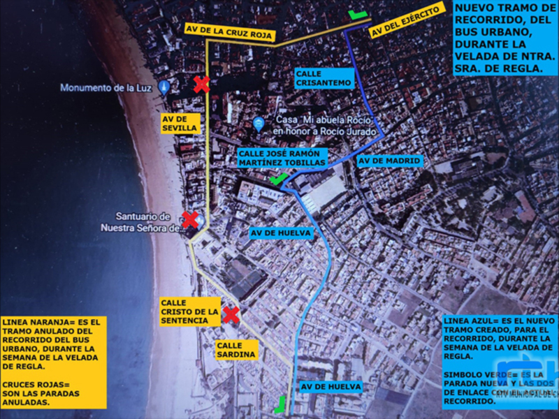 El recorrido de la línea 1 del autobús urbano de Chipiona se modificará por las Fiestas de Regla