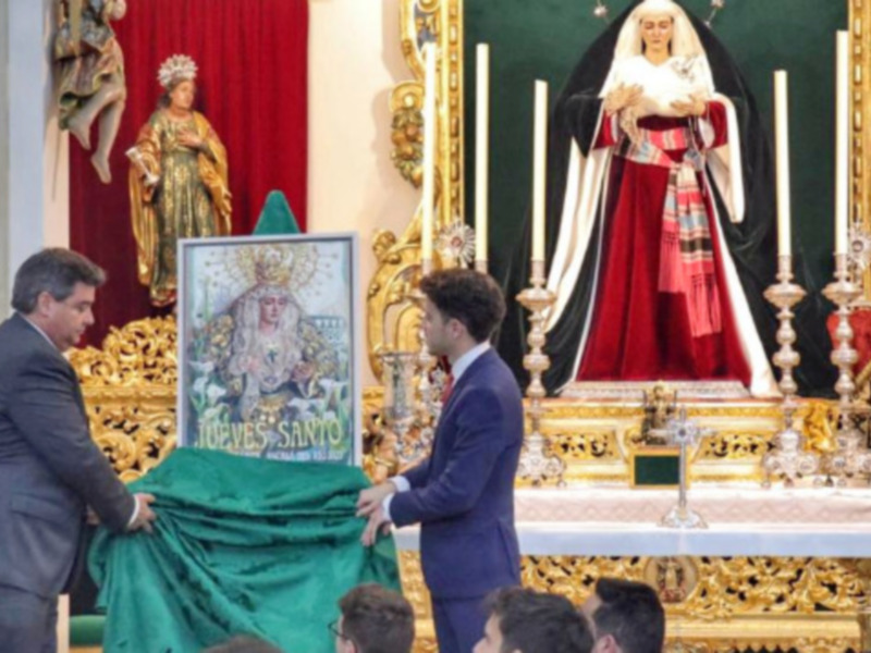 Virgen de las Angustias protagonista del Cartel de Semana Santa de la Hermandad de Vera-cruz de Alcalá del Río.