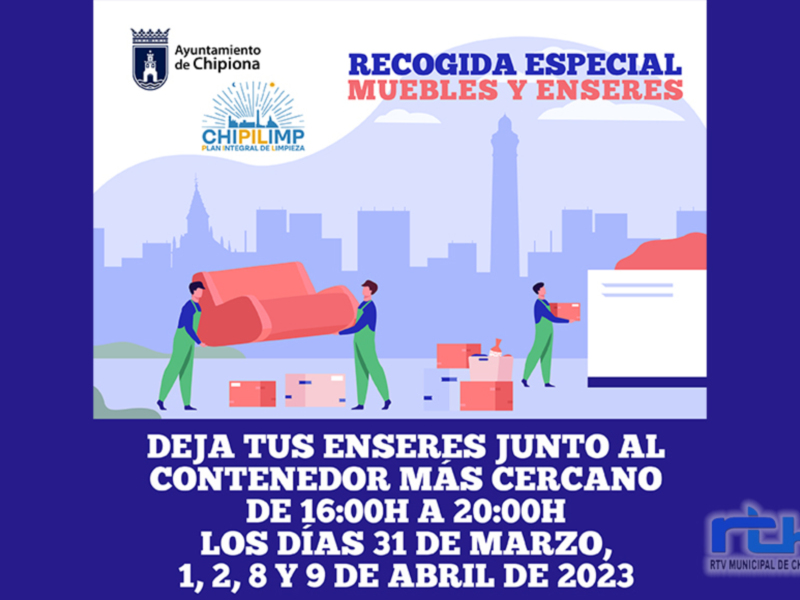 El Ayuntamiento de Chipiona organiza una recogida especial de muebles y enseres este fin de semana y el siguiente 
