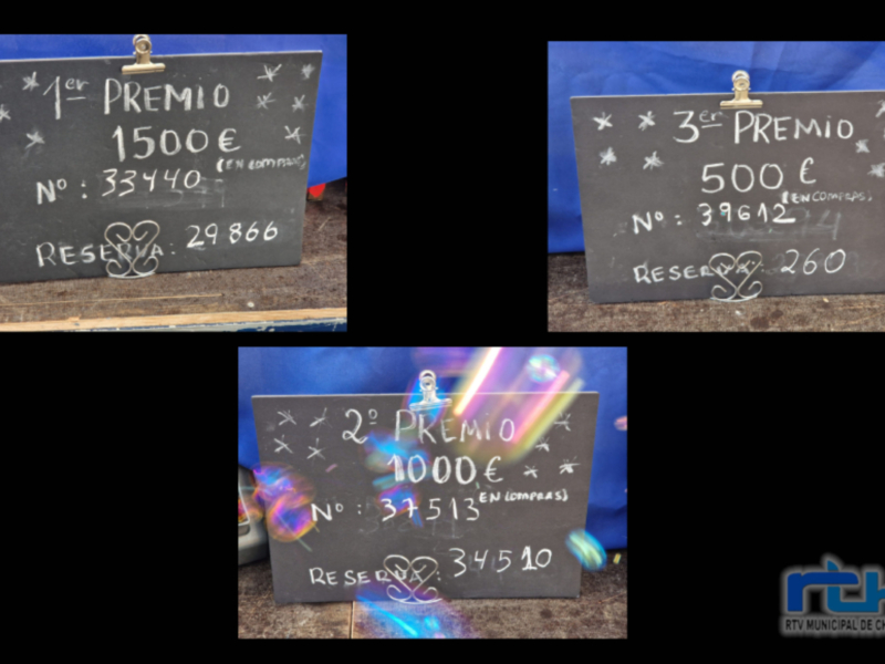 39.612, 37.513 y 33.440 son los números agraciados con los tres premios del sorteo de Navidad de Acitur y Chipiona Centro