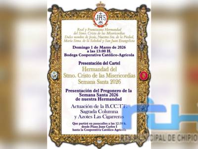 La Hermandad del Cristo de las Misericordias presenta este domingo el cartel y el pregonero de su Semana Santa 2026