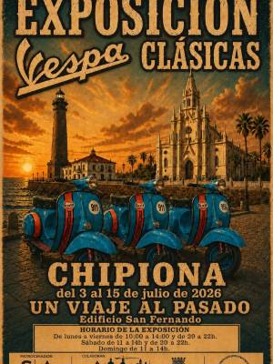 La exposición Vespa Clásica invita en Chipiona a un evocador viaje al pasado
