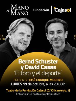 Bernd Schuster y David Casas, el lunes 19 de octubre en los Mano a mano de la Fundación Cajasol